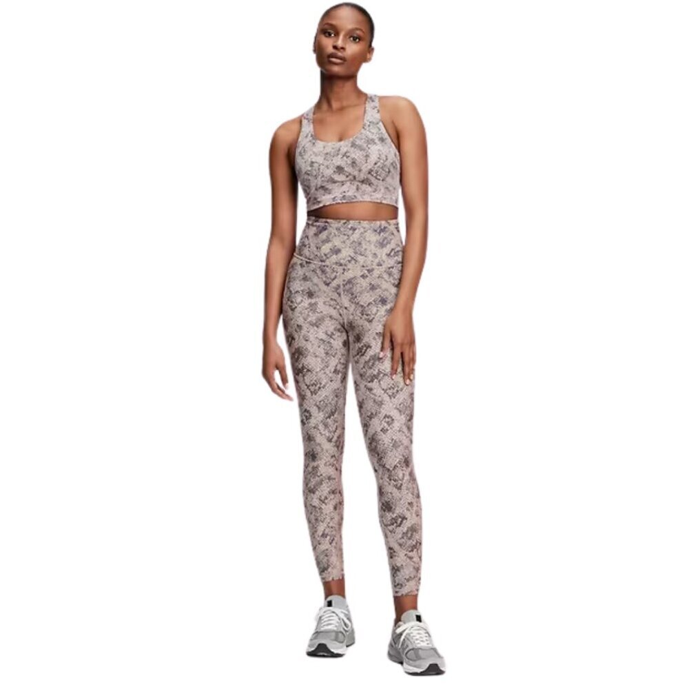 GapFit Sky High Rise 7/8 Leggings in Eclipse Size Medium Regular grey snake